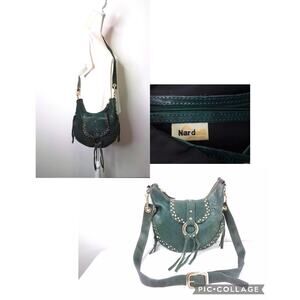Nardelli Purse Leather Teal w/Metal Accents Handbag #W2697